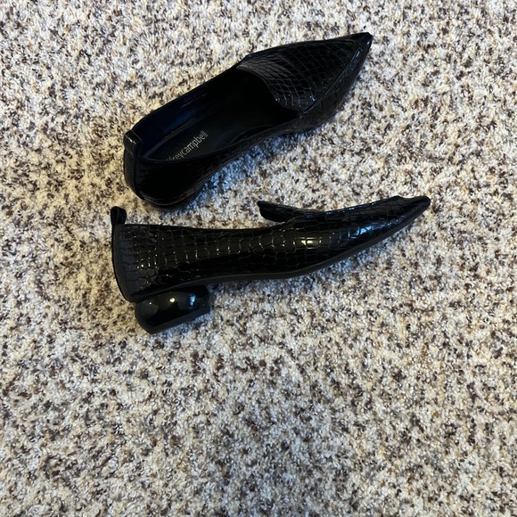 JEFFREY CAMPBELL Vinny Round Kitten Heel Black Pointed Toe 7,5 Great Condition - Picture 2 of 7